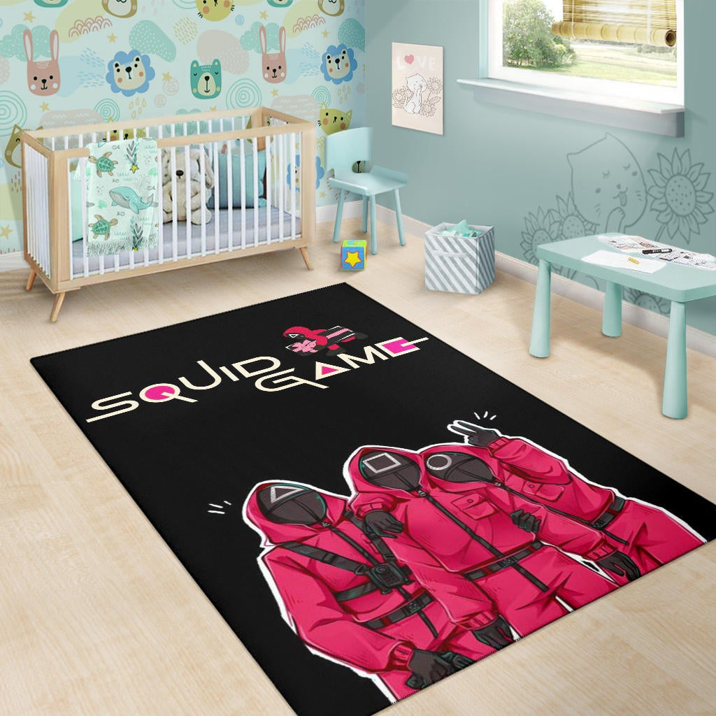 Squid Game Movie Area Rug Funny Squid Workers Surprising Pose  Rugs Home Decor