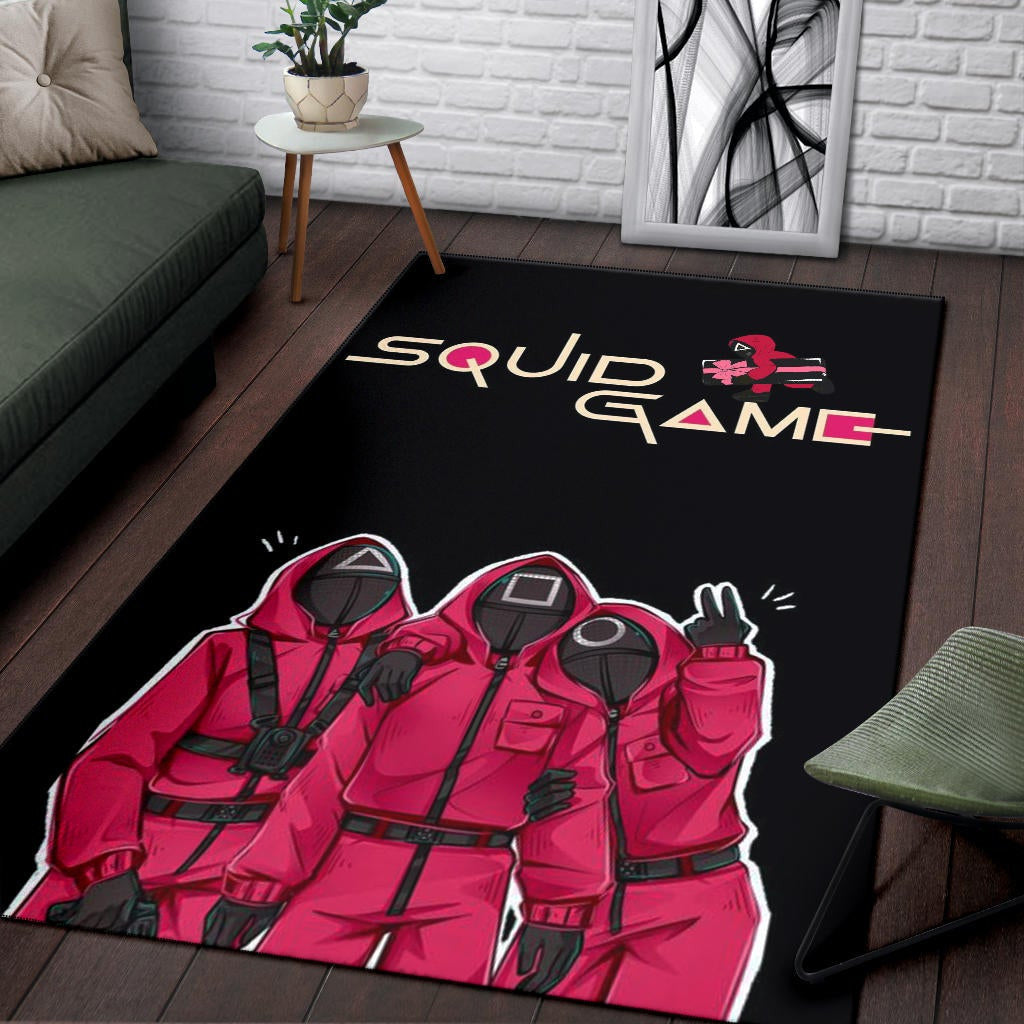 Squid Game Movie Area Rug Funny Squid Workers Surprising Pose  Rugs Home Decor