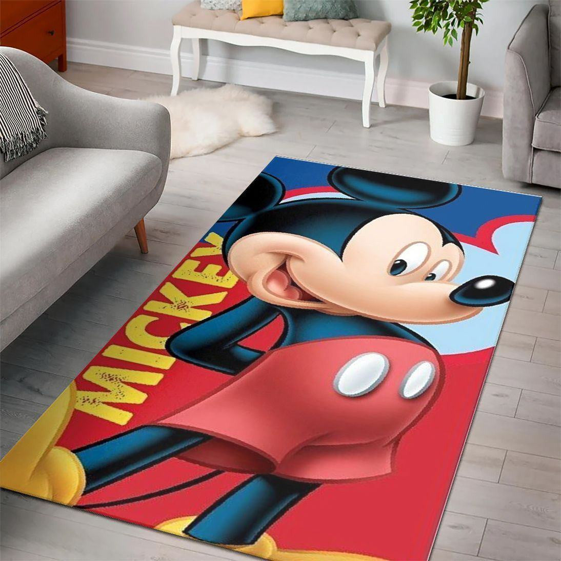 Disney Movies Rectangle Rug | Mickey Mouse Living Room Cartoon Floor Carpet