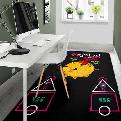 Squid Game Movie Area Rug - Squid Worker Swing Golden Pig Wrecking Ball Rugs Home Decor