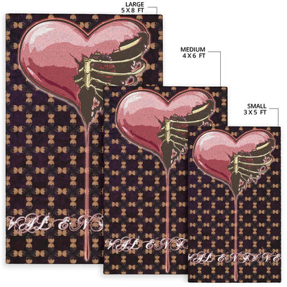 Valentine Area Rug - Skeleton Chest In Pink Heart Skull Patterns Rugs Home Decor