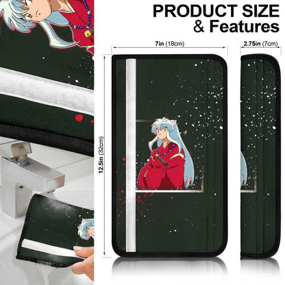 Inuyasha Anime Seat Belt Covers Cute Angry Inuyasha Lantern Text Black Belt Covers
