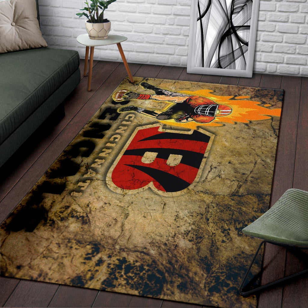 Cincinnati Bengals American Football Team Area Rug Bengals Ready For Flaming Battle Rugs Home Decor