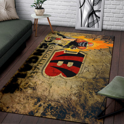 Cincinnati Bengals American Football Team Area Rug Bengals Ready For Flaming Battle Rugs Home Decor