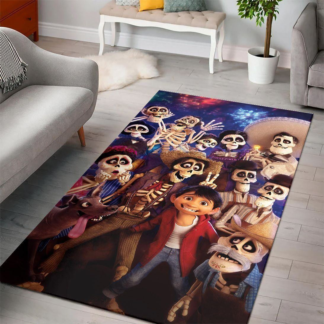 Disney Movies Rectangle Rug | Coco Day Of The Dead Living Room Cartoon Floor Carpet