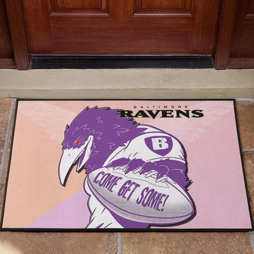 Baltimore Ravens American Football Team Door Mat Evil Purple Raven Silhouette Come Get Some Rugby Door Mat Home Decor