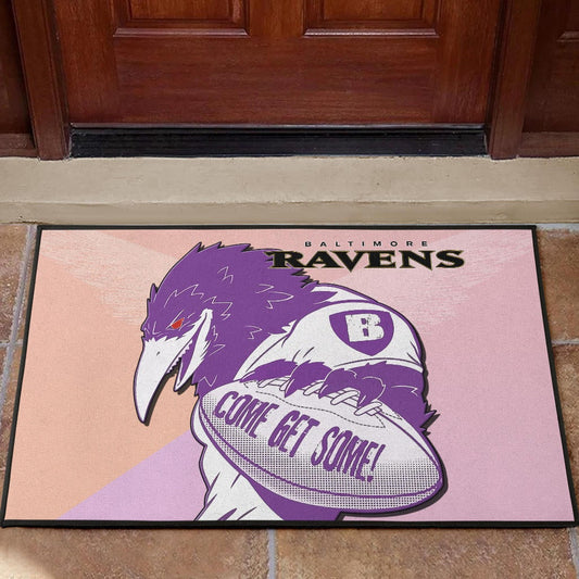 Baltimore Ravens American Football Team Door Mat Evil Purple Raven Silhouette Come Get Some Rugby Door Mat Home Decor