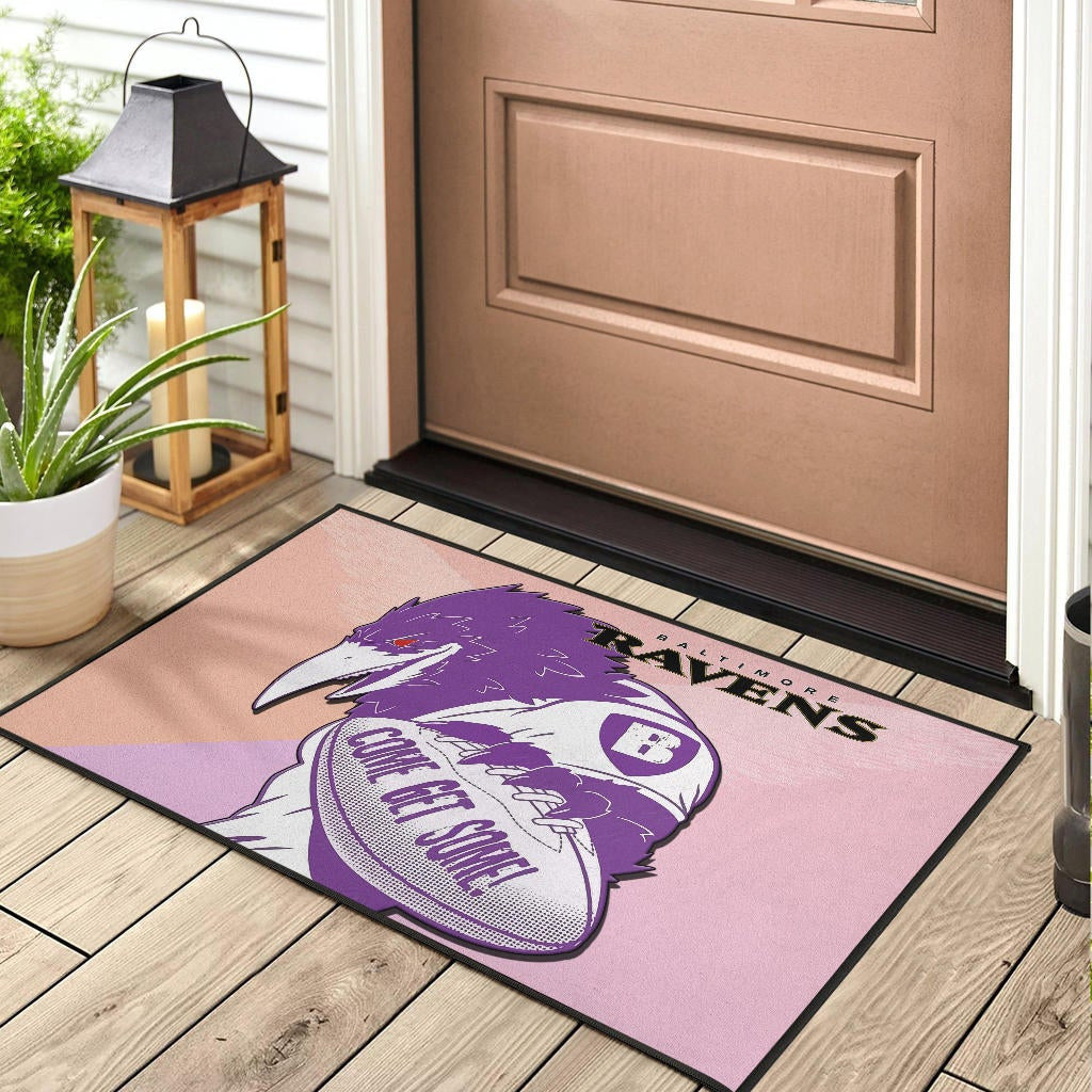 Baltimore Ravens American Football Team Door Mat Evil Purple Raven Silhouette Come Get Some Rugby Door Mat Home Decor