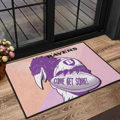 Baltimore Ravens American Football Team Door Mat Evil Purple Raven Silhouette Come Get Some Rugby Door Mat Home Decor