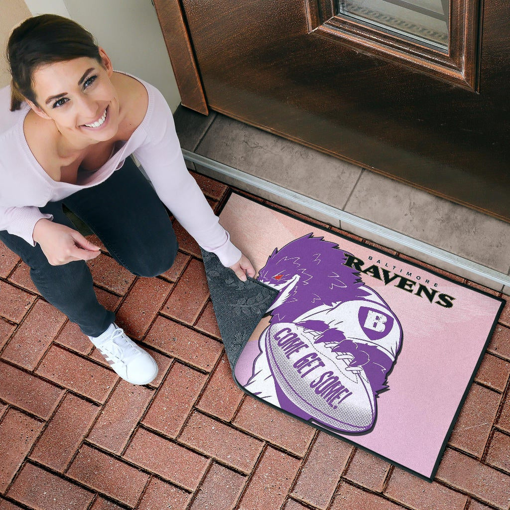 Baltimore Ravens American Football Team Door Mat Evil Purple Raven Silhouette Come Get Some Rugby Door Mat Home Decor