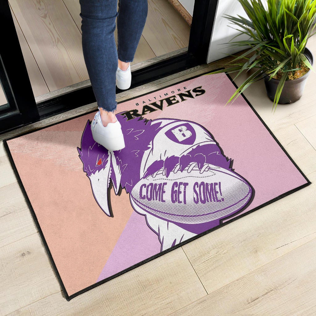 Baltimore Ravens American Football Team Door Mat Evil Purple Raven Silhouette Come Get Some Rugby Door Mat Home Decor