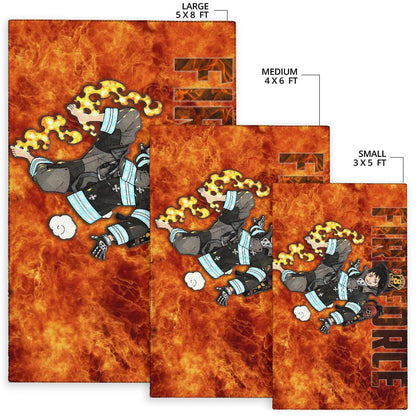 Fire Force Anime Area Rug Shinra Kusakabe With Fire Extinguisher Crazy In Fire Rugs Home Decor