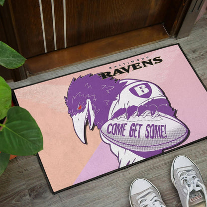 Baltimore Ravens American Football Team Door Mat Evil Purple Raven Silhouette Come Get Some Rugby Door Mat Home Decor