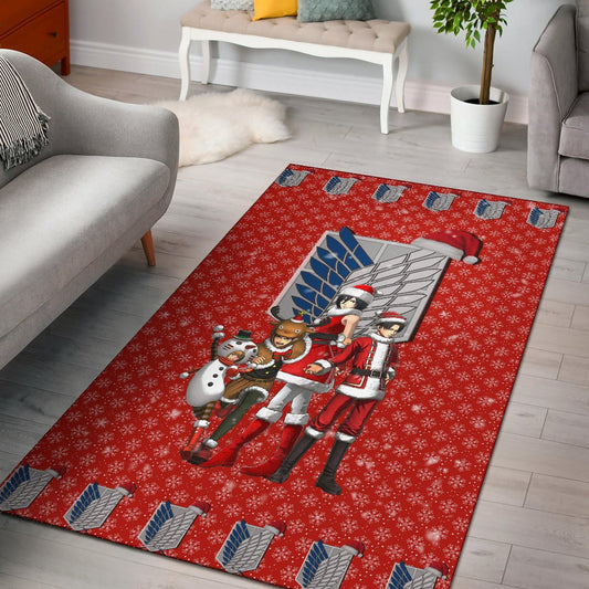 Attack On Titan Anime Area Rug - AOT Merry Christmas Outfit Wings Patterns Rugs Home Decor