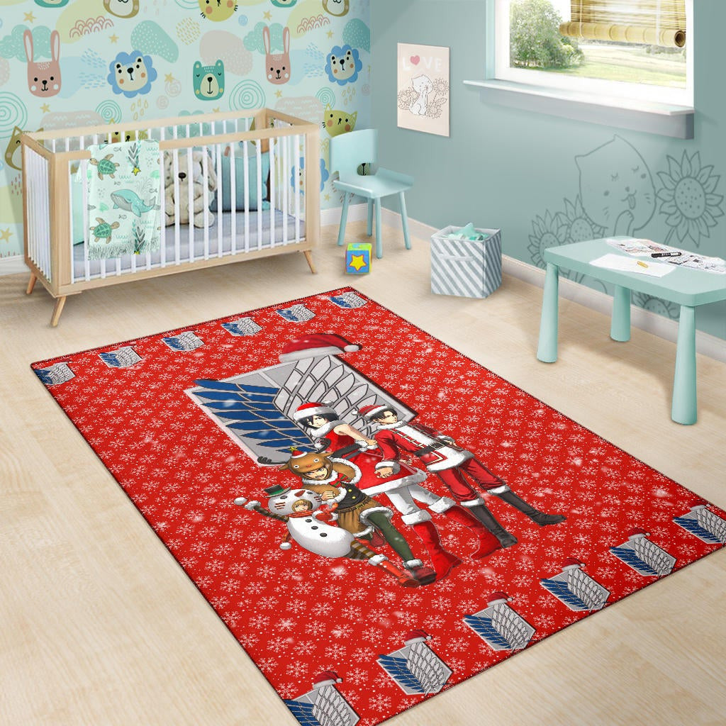 Attack On Titan Anime Area Rug - AOT Merry Christmas Outfit Wings Patterns Rugs Home Decor
