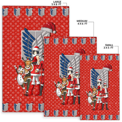 Attack On Titan Anime Area Rug - AOT Merry Christmas Outfit Wings Patterns Rugs Home Decor
