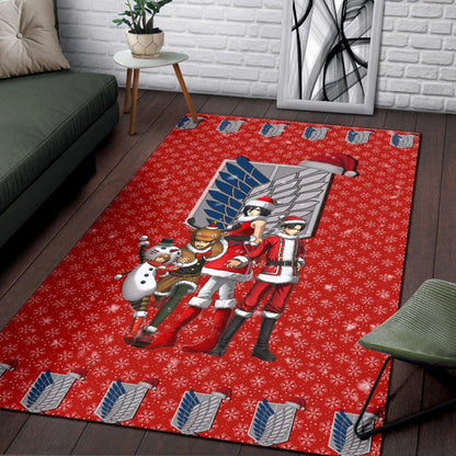 Attack On Titan Anime Area Rug - AOT Merry Christmas Outfit Wings Patterns Rugs Home Decor
