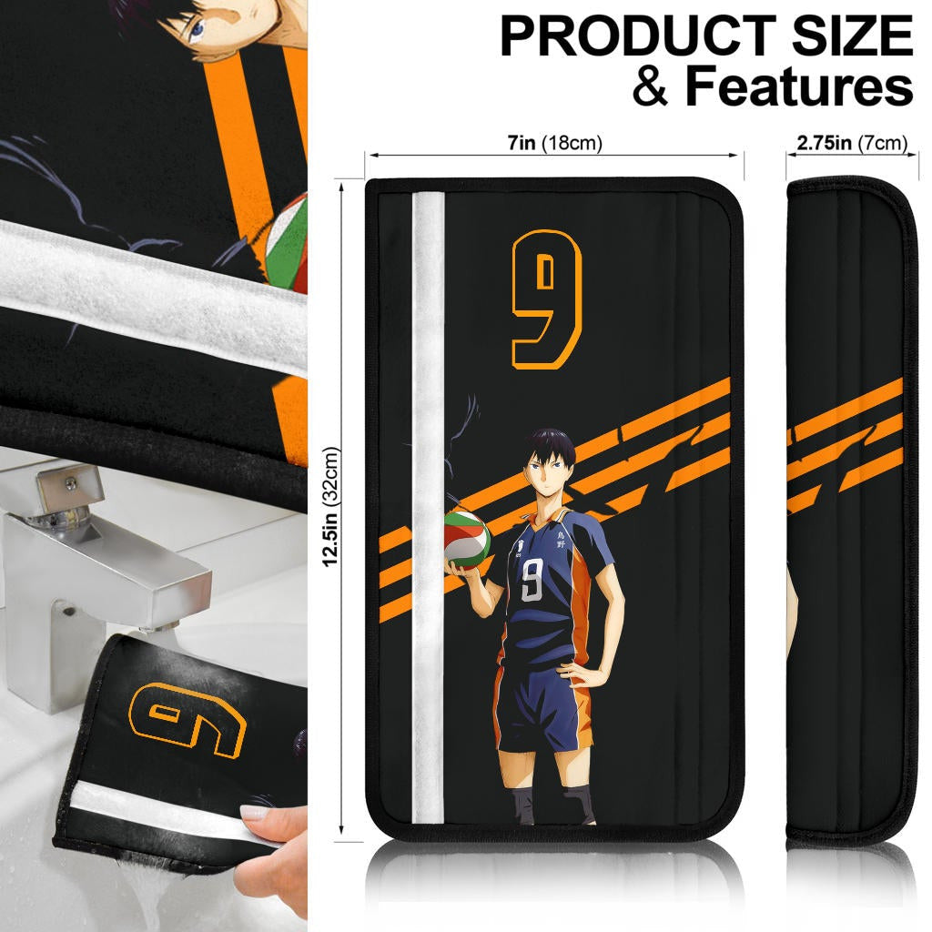 Haikyuu Anime Seat Belt Covers - Kageyama Pose Flying Crow To The Top Belt Covers