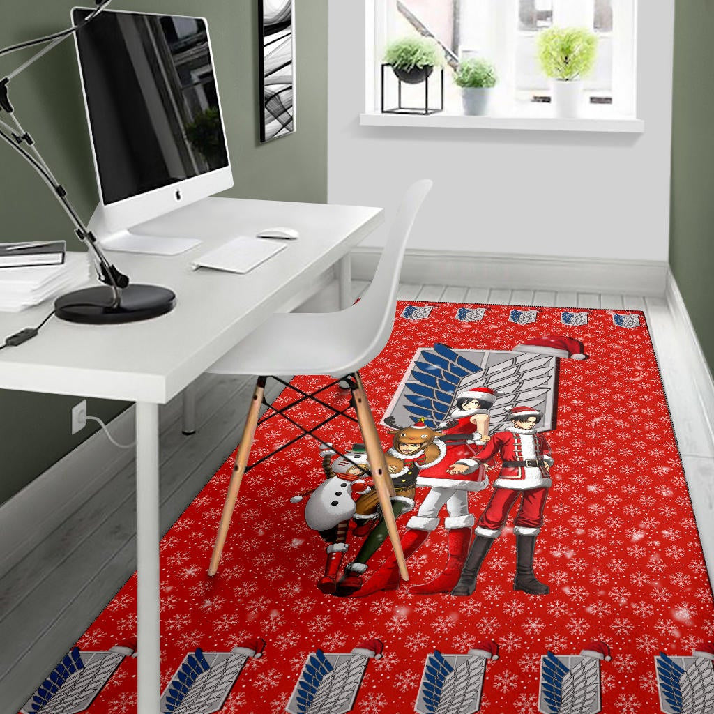 Attack On Titan Anime Area Rug - AOT Merry Christmas Outfit Wings Patterns Rugs Home Decor