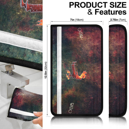 Skull Seat Belt Covers - Skeleton With Fire Head On Chair Valentine Text Candle Belt Covers