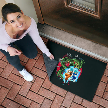 Dragon Ball Anime Door Mat - DB Goku Vegeta Blue Power Vapor With Shernon Dragon Door Mat Home Decor