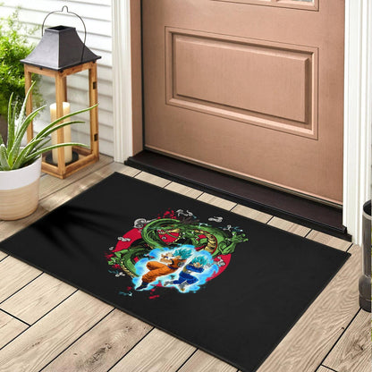 Dragon Ball Anime Door Mat - DB Goku Vegeta Blue Power Vapor With Shernon Dragon Door Mat Home Decor