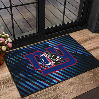 New York Giants American Football Team Door Mat Player Silhouette With Giant Rugby Ball Helmet Door Mat Home Decor