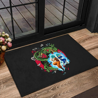Dragon Ball Anime Door Mat - DB Goku Vegeta Blue Power Vapor With Shernon Dragon Door Mat Home Decor