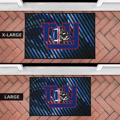 New York Giants American Football Team Door Mat Player Silhouette With Giant Rugby Ball Helmet Door Mat Home Decor
