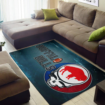 Buffalo Bills American Football Team Area Rug Red Buffalo In Skull Brain Universe Scale Rugs Home Decor