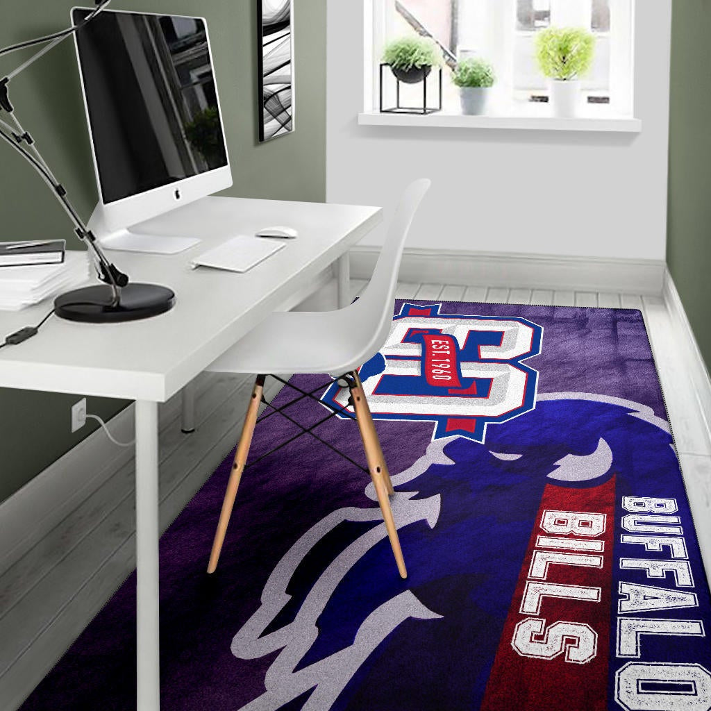 Buffalo Bills American Football Team Area Rug Blue Strongest Buffalo Fighting Est 1960 Text Rugs Home Decor