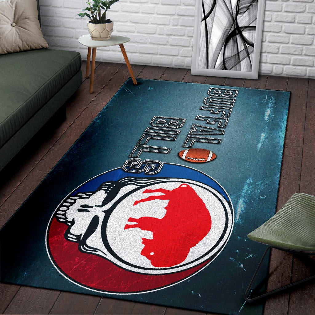 Buffalo Bills American Football Team Area Rug Red Buffalo In Skull Brain Universe Scale Rugs Home Decor