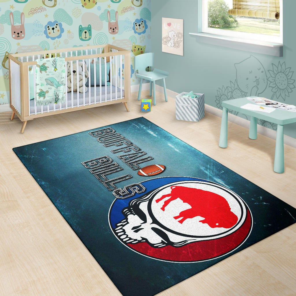 Buffalo Bills American Football Team Area Rug Red Buffalo In Skull Brain Universe Scale Rugs Home Decor