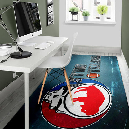 Buffalo Bills American Football Team Area Rug Red Buffalo In Skull Brain Universe Scale Rugs Home Decor