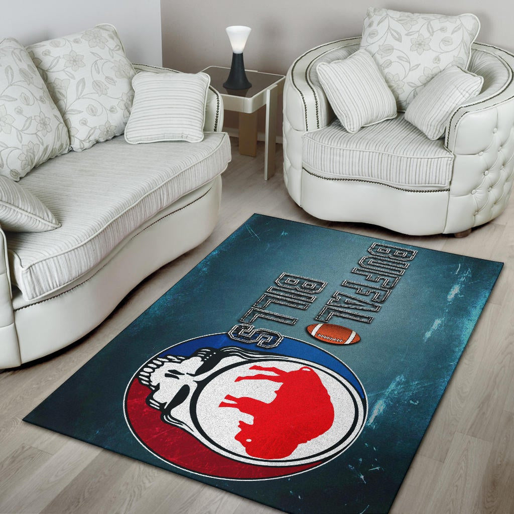 Buffalo Bills American Football Team Area Rug Red Buffalo In Skull Brain Universe Scale Rugs Home Decor