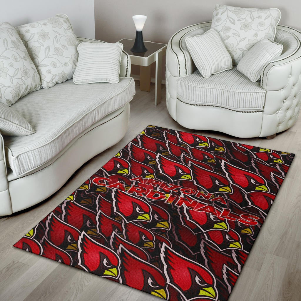 American Football Team Area Rug - Arizona Cardinals Bird Head Doodle Rugs Home Decor