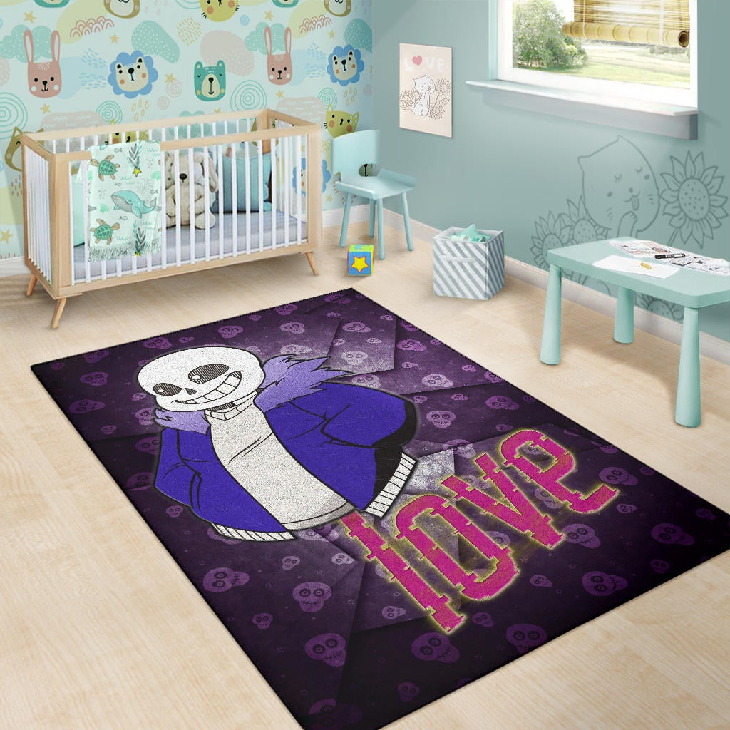 Skull Area Rug - Love Sans Wearing Blue Winter Clothes Skull Patterns Rugs Home Decor