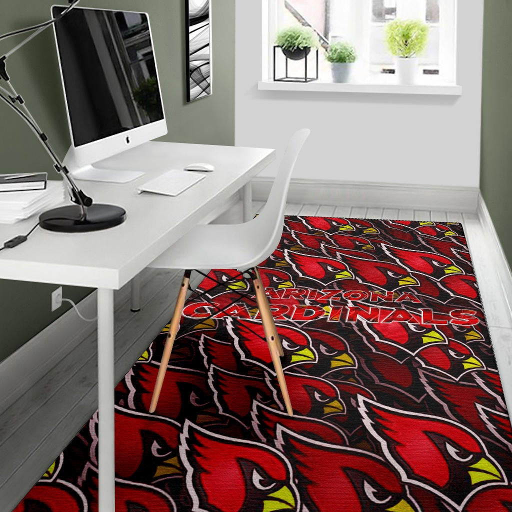 American Football Team Area Rug - Arizona Cardinals Bird Head Doodle Rugs Home Decor