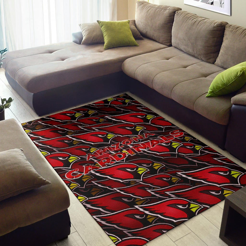 American Football Team Area Rug - Arizona Cardinals Bird Head Doodle Rugs Home Decor