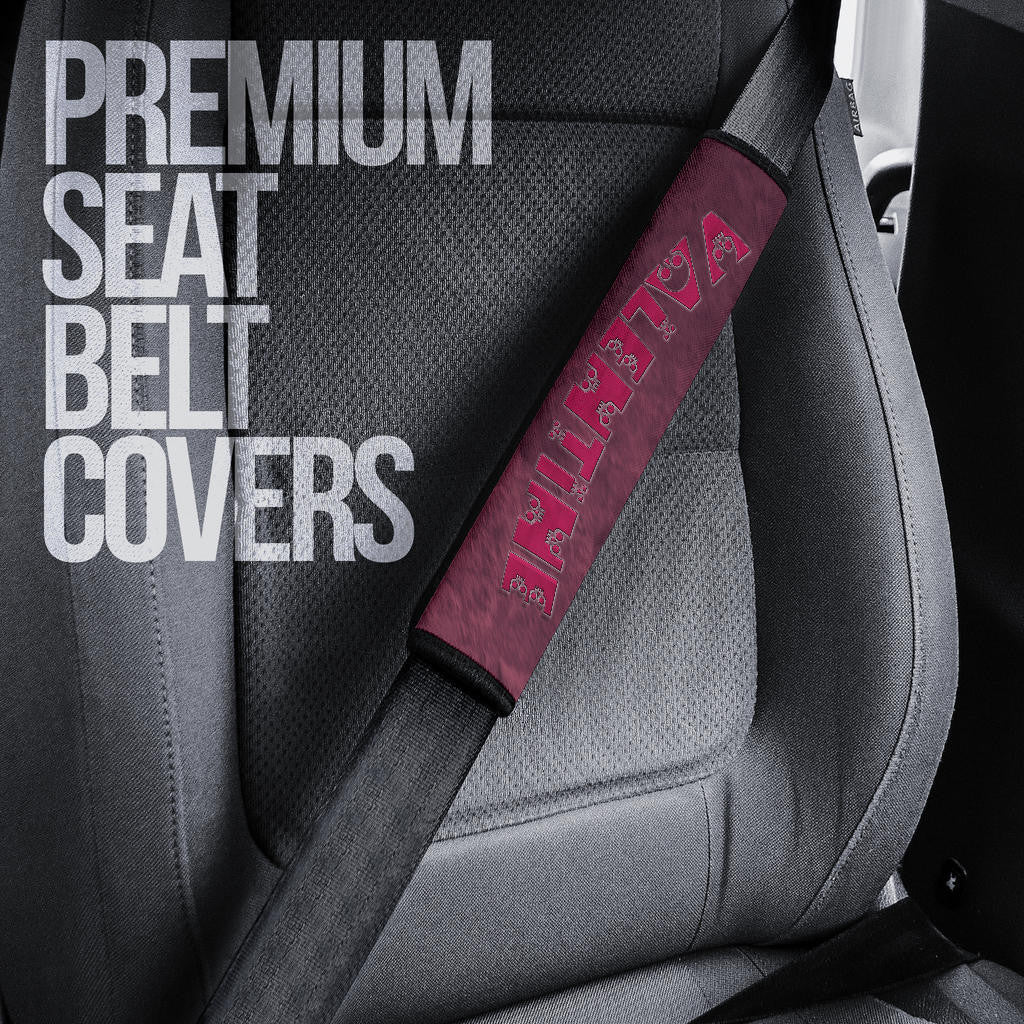 Valentine Seat Belt Covers Skeleton Hands In Melting Heart Valentine Pink Text Belt Covers