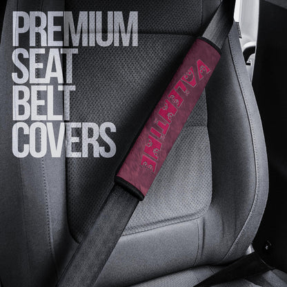 Valentine Seat Belt Covers Skeleton Hands In Melting Heart Valentine Pink Text Belt Covers