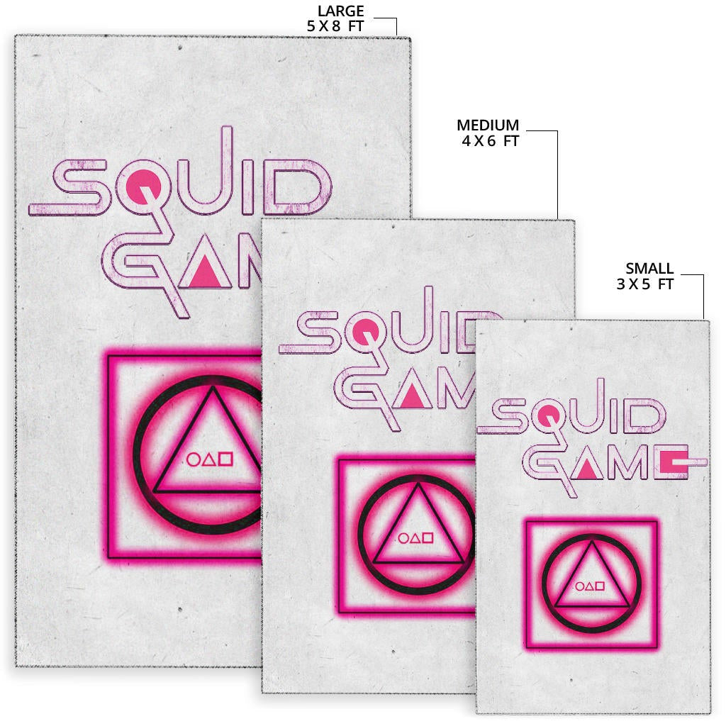 Squid Game Movie Area Rug Neon Round Square Triangle Shape Squid Game Text Font Rugs Home Decor