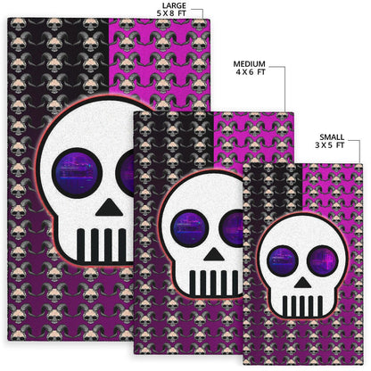 Valentine Area Rug - Chibi Skull Evil Horn Monster Patterns Purple And Black Rugs Home Decor