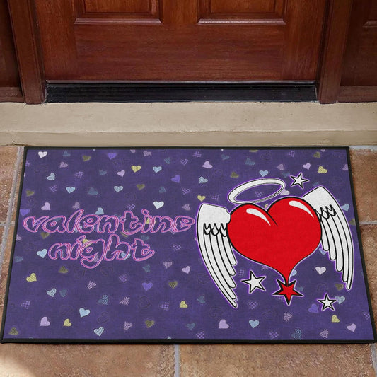 Valentine Door Mat Heart Wings With Halo Romantic Valentine Night Door Mat Home Decor NT121106