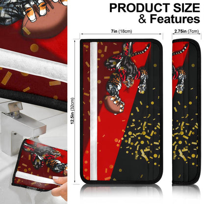 Cincinnati Bengals American Football Team Seat Belt Covers Strong Bengal Grabbing Rugby Ball Artwork Belt Covers