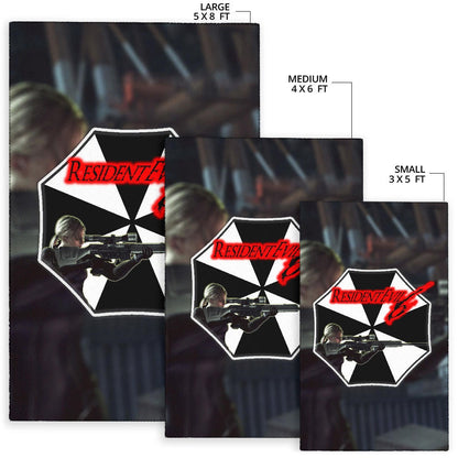 Resident Evil Game Area Rug - Black White Umbrella Corporation Blonde Girl Rugs Home Decor
