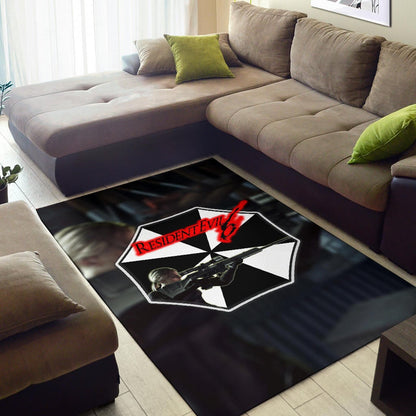 Resident Evil Game Area Rug - Black White Umbrella Corporation Blonde Girl Rugs Home Decor