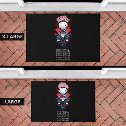Jujutsu Kaisen Anime Door Mat Sukuna And Yuji No Face White Kanji Patterns Door Mat Home Decor