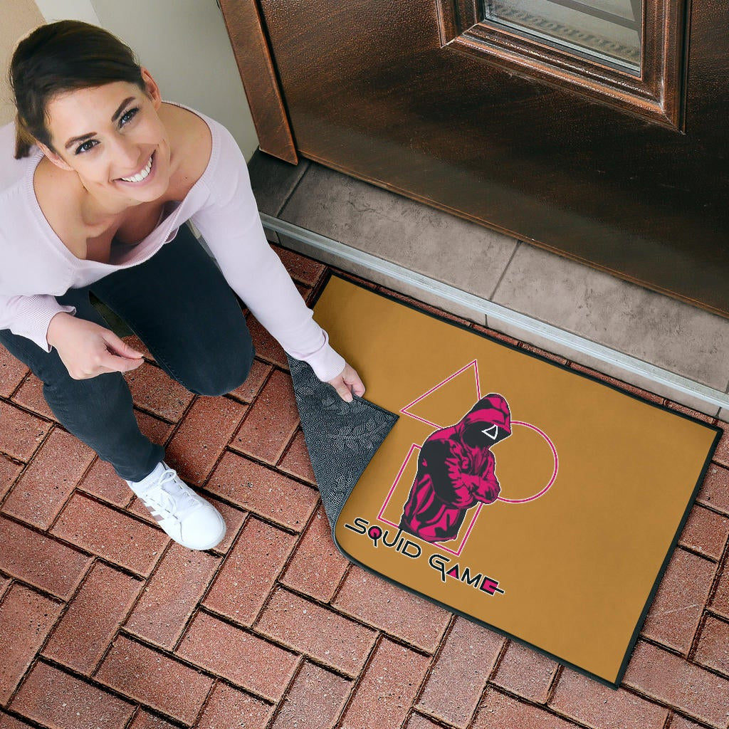 Squid Game Movie Door Mat Cool Triangle Squid Worker Portrait Door Mat Home Decor