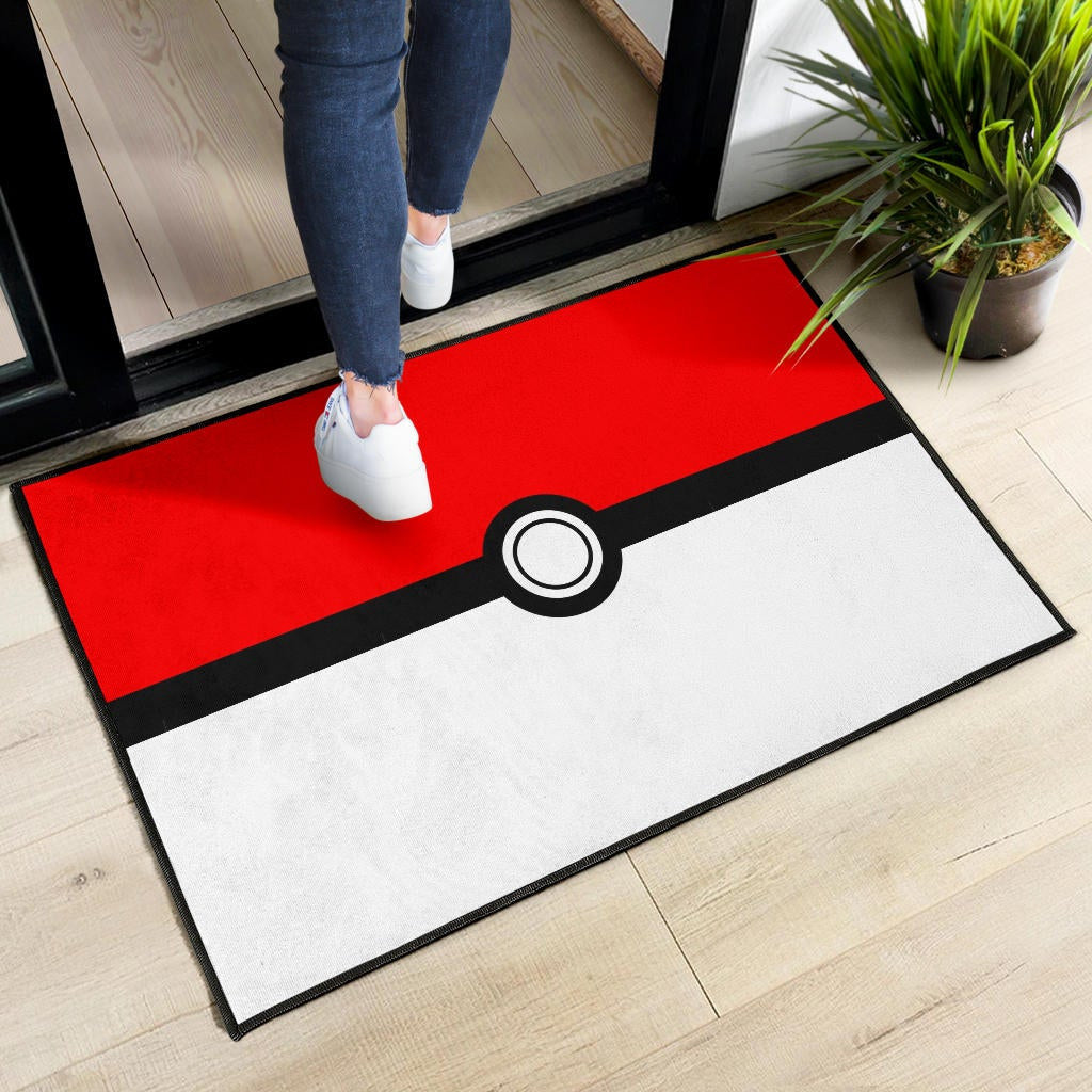 Pokemon Anime Door Mat - Minimalist Square Pokeball Go Door Mat Home Decor